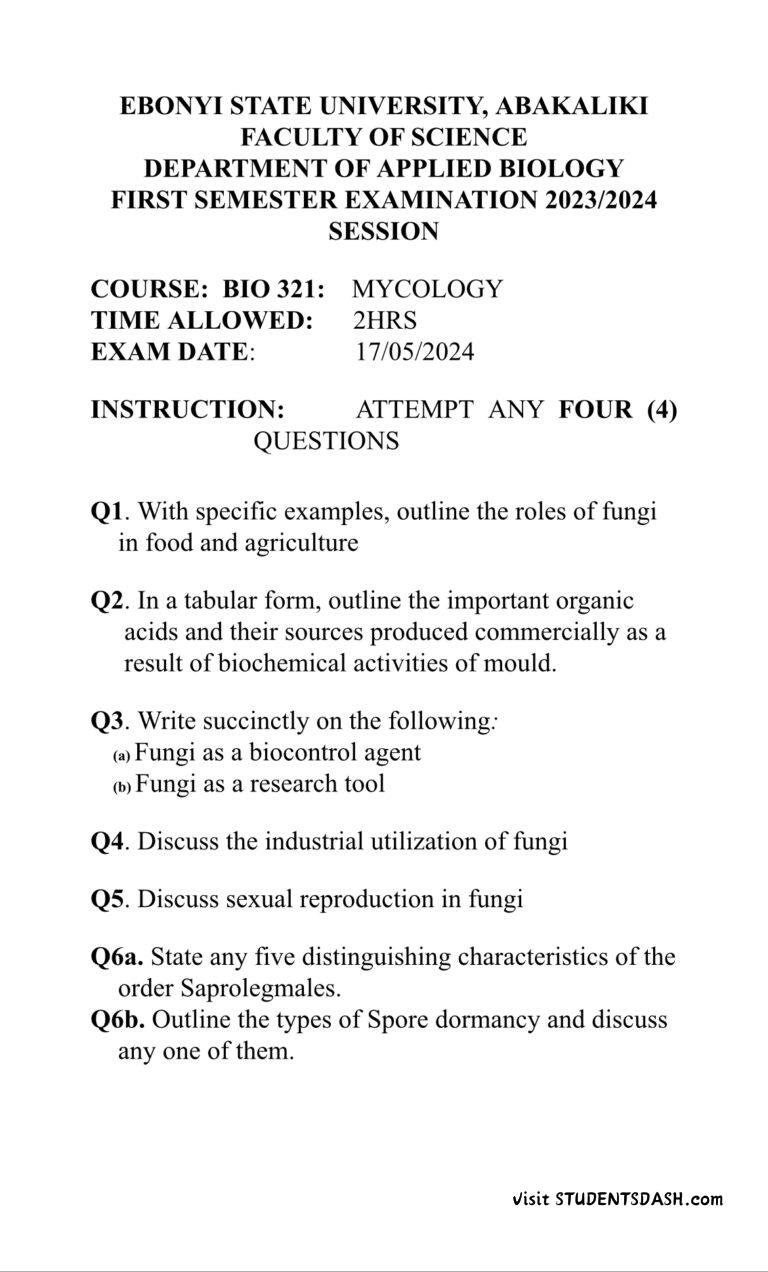 BIO 311 Past Questions and Answers 2