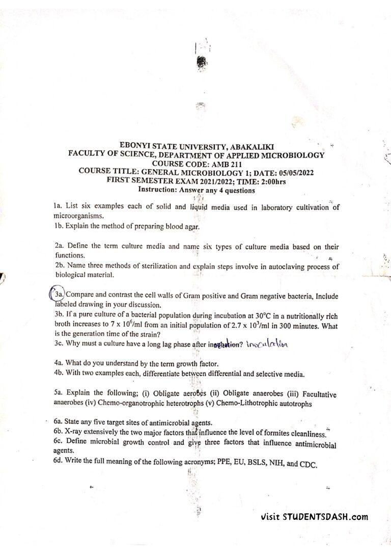 AMB 211 Past Questions and Answers
