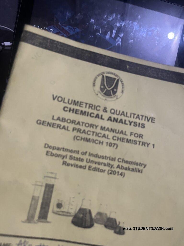 CHM 107 (Ich 107) General Practical Manual Assessment Answers