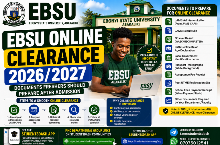 EBSU Online Clearance 2026/2027: Documents Freshers Should Prepare After Admission