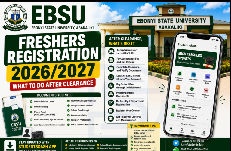 EBSU Freshers Registration 2026/2027: What To Do After Clearance