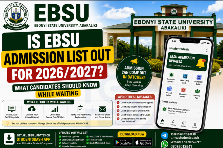 Is EBSU Admission List Out for 2026/2027? What Candidates Should Know While Waiting