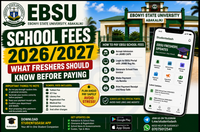 EBSU School Fees 2026/2027: What Freshers Should Know Before Paying